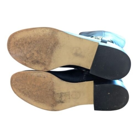 Michael Kors Leather Knee High Riding Boots Black Two Tone Side Zip Sz 6 ST14G - Picture 10 of 11